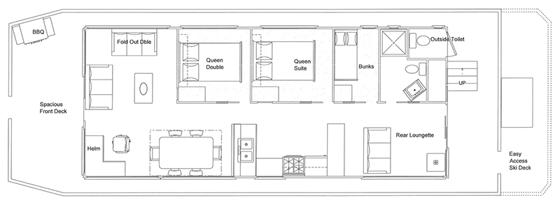 ningana-floorplan Ningana Too Floorplan - Mildura Houseboats